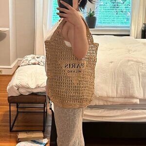 NEIMAN MARCUS Paris Milano Straw Beach Bag
